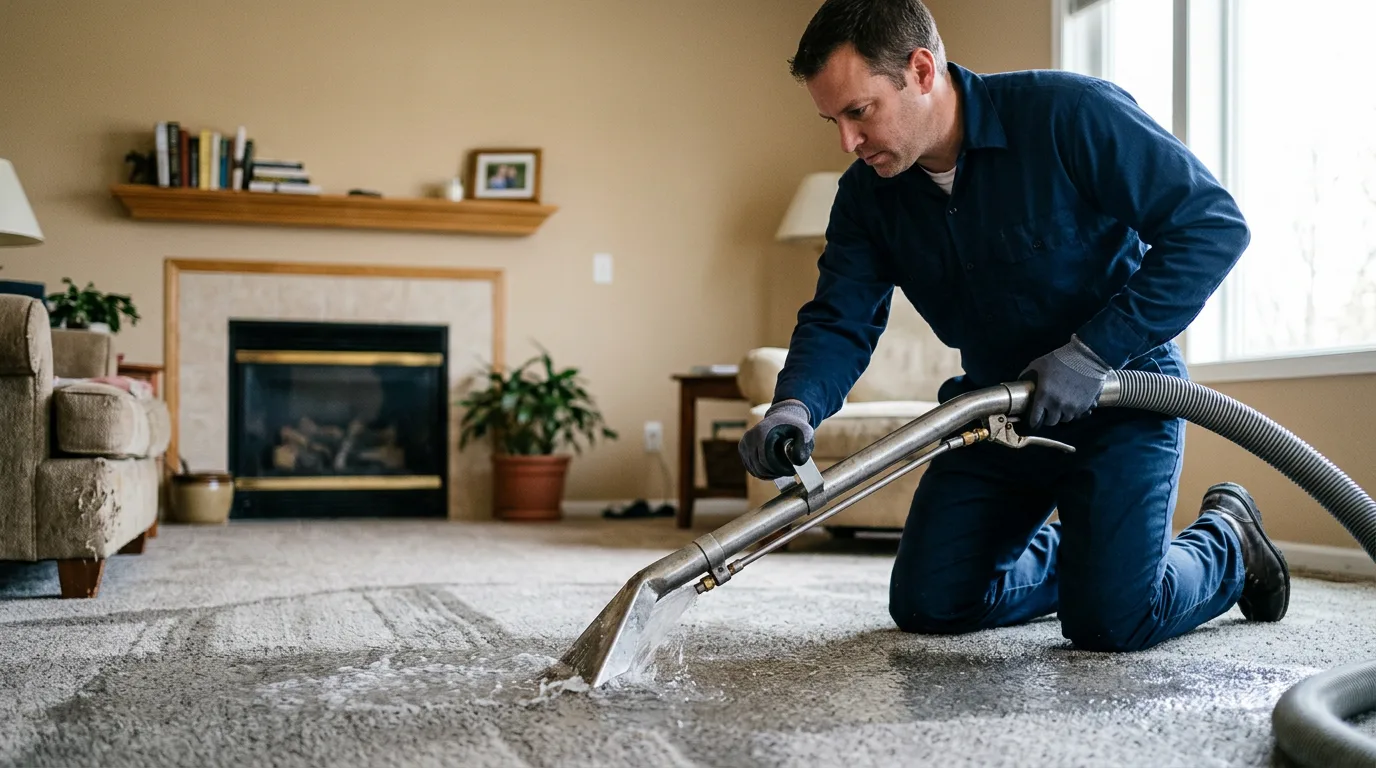 Water damage restoration technician working near Midway, AL